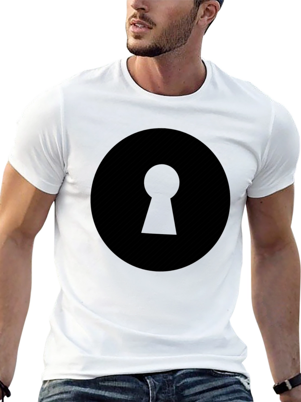 Keyhole Graphic Black T-Shirt