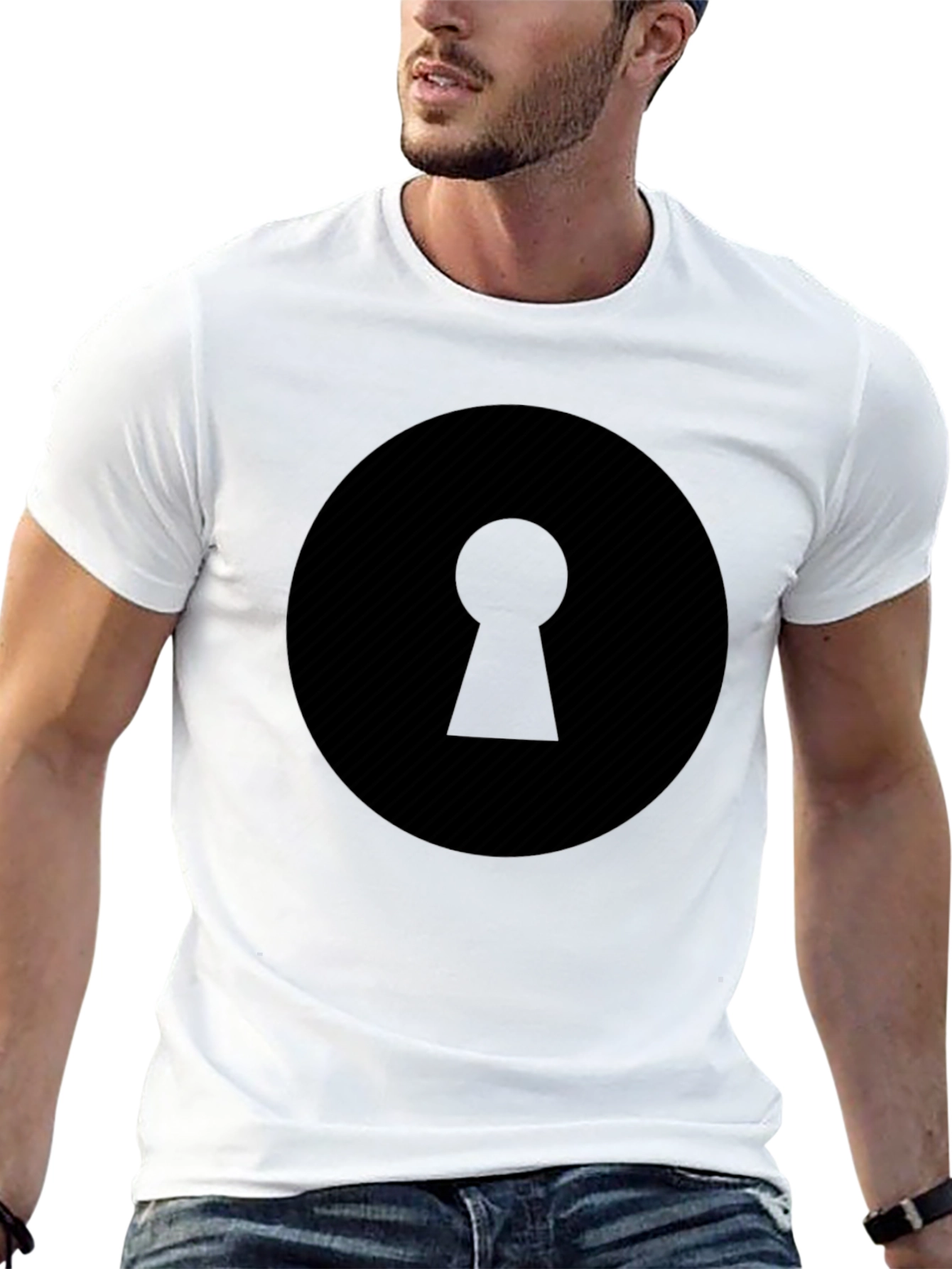 Keyhole Graphic Black T-Shirt