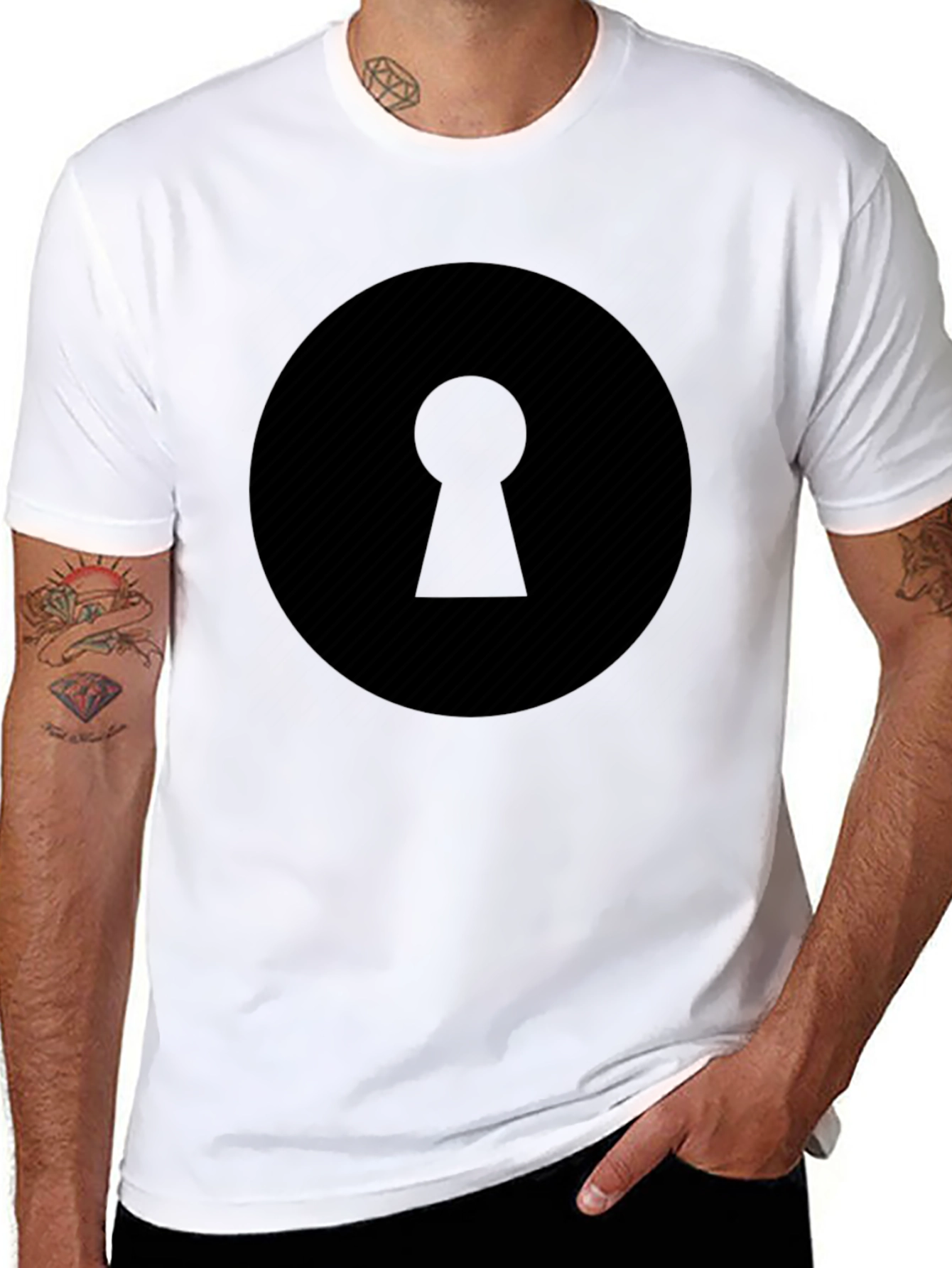 Keyhole Graphic Black T-Shirt