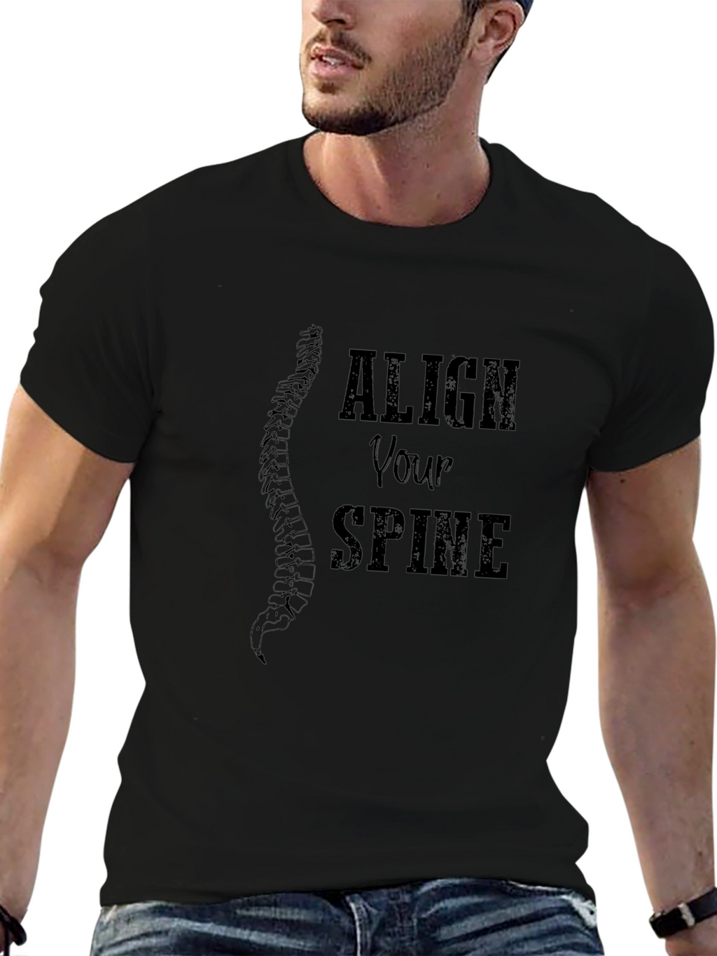 Align Your Spine Graphic Tee - Black