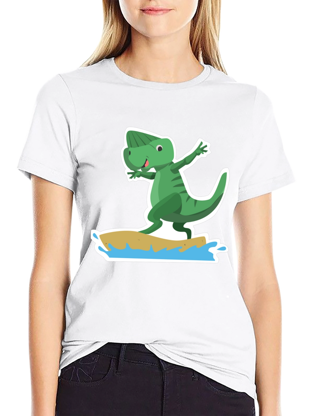 Surfing Dino Tee - Cool Cartoon T-Shirt