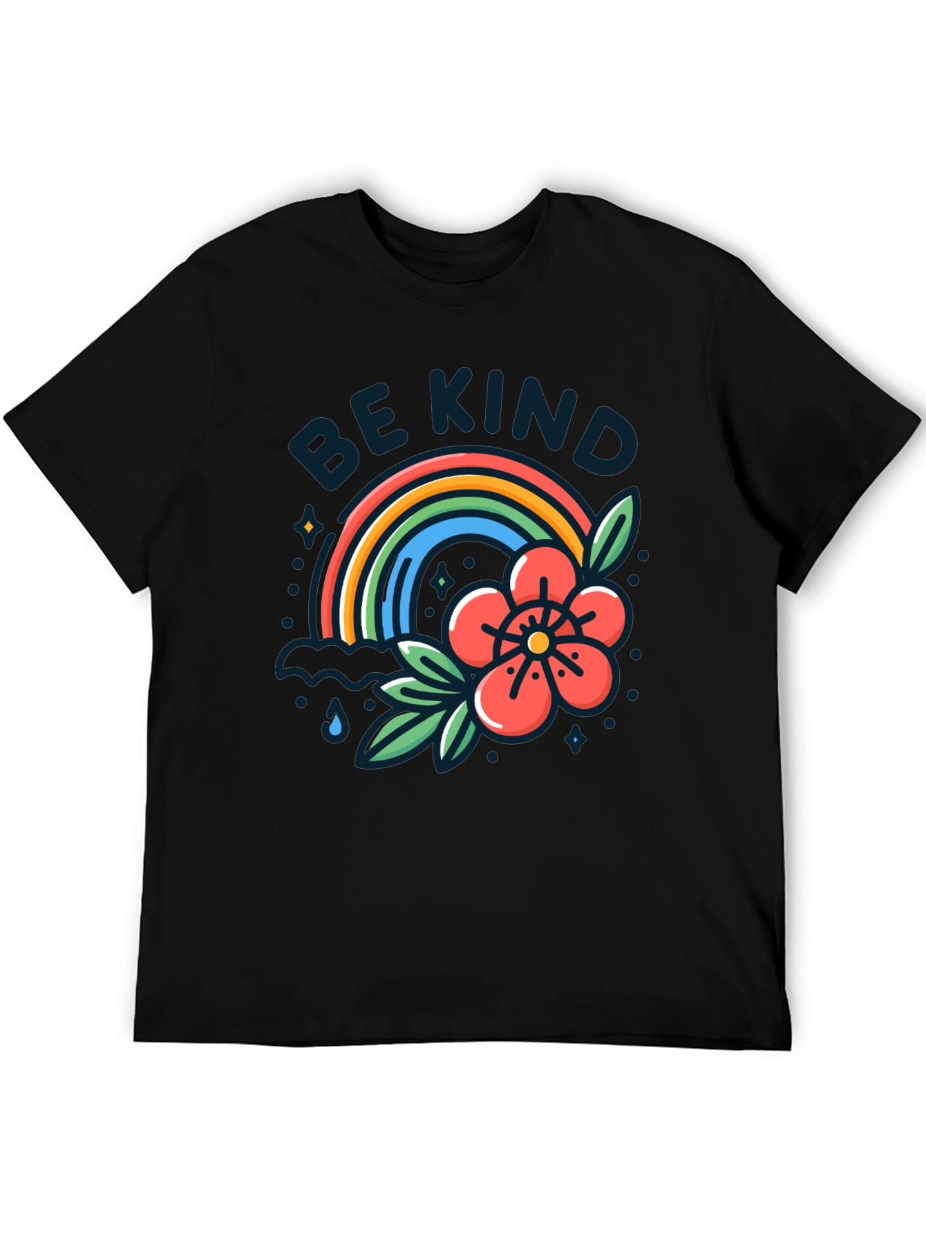 Be Kind Rainbow Graphic T-Shirt - Black