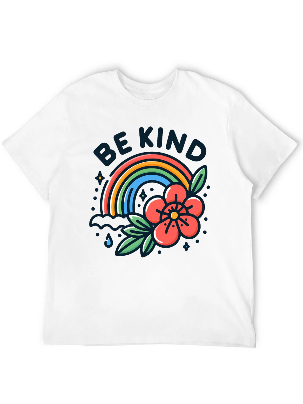 Be Kind Rainbow Graphic T-Shirt - Black