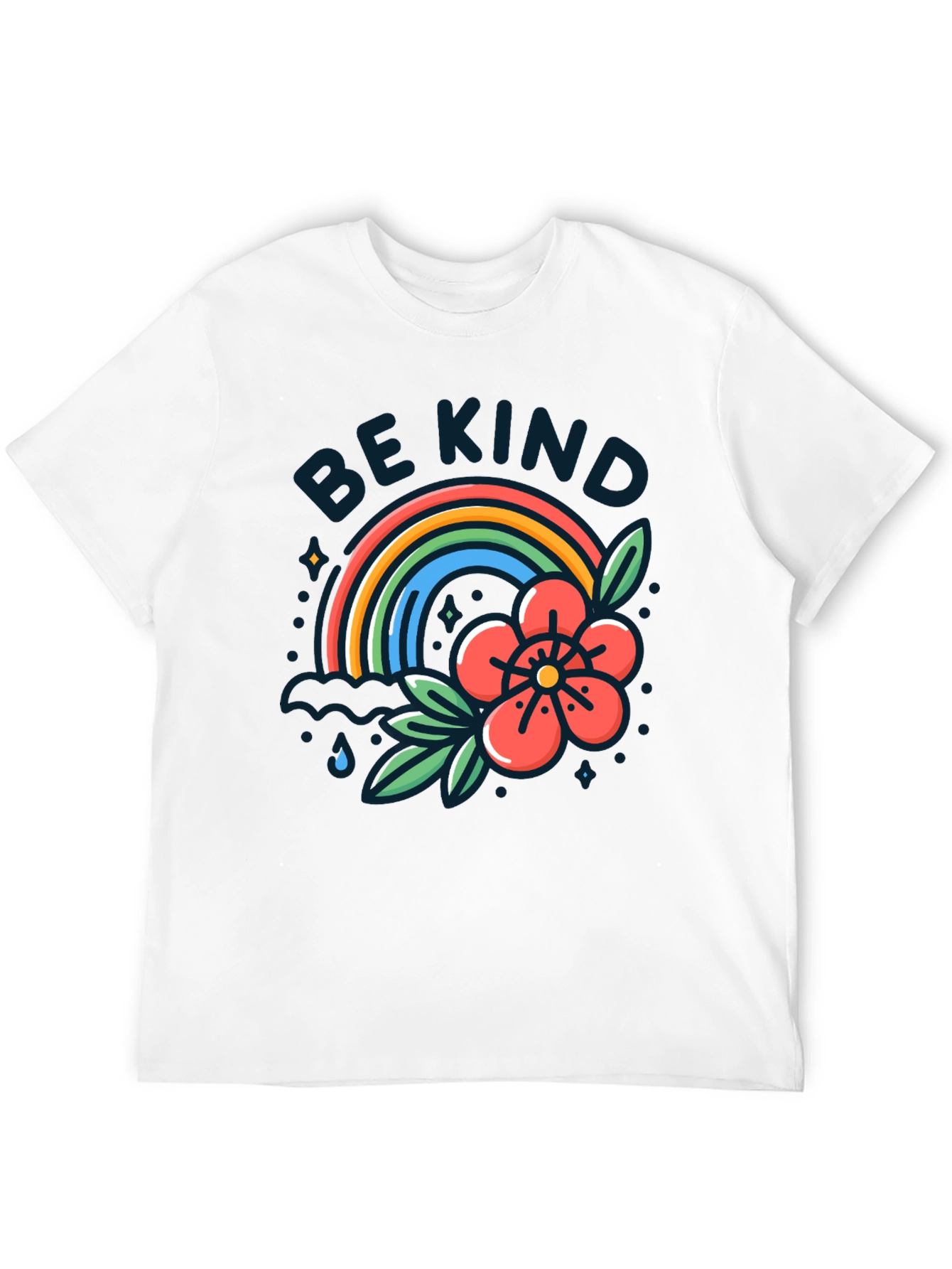 Be Kind Rainbow Graphic T-Shirt - Black