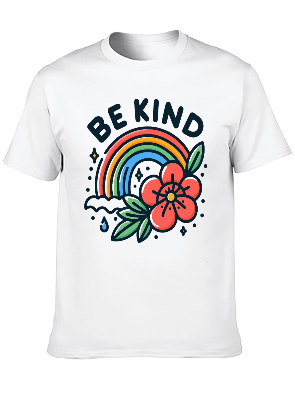 Be Kind Rainbow Graphic T-Shirt - Black