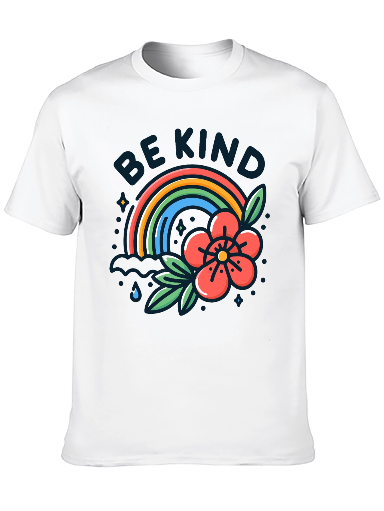 Be Kind Rainbow Graphic T-Shirt - Black