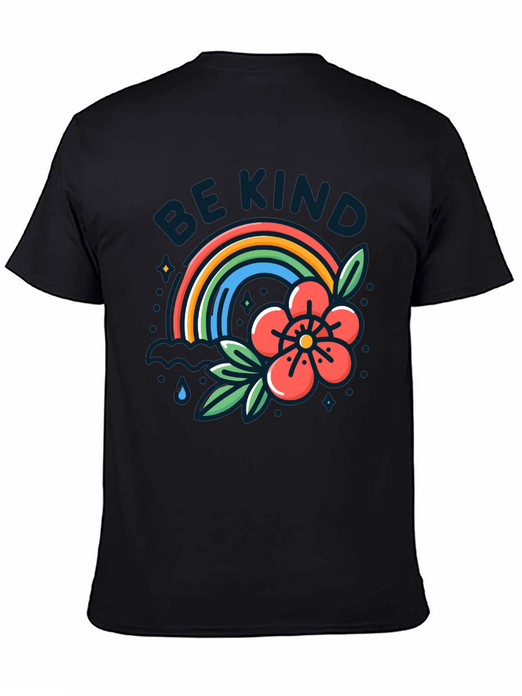 Be Kind Rainbow Graphic T-Shirt - Black