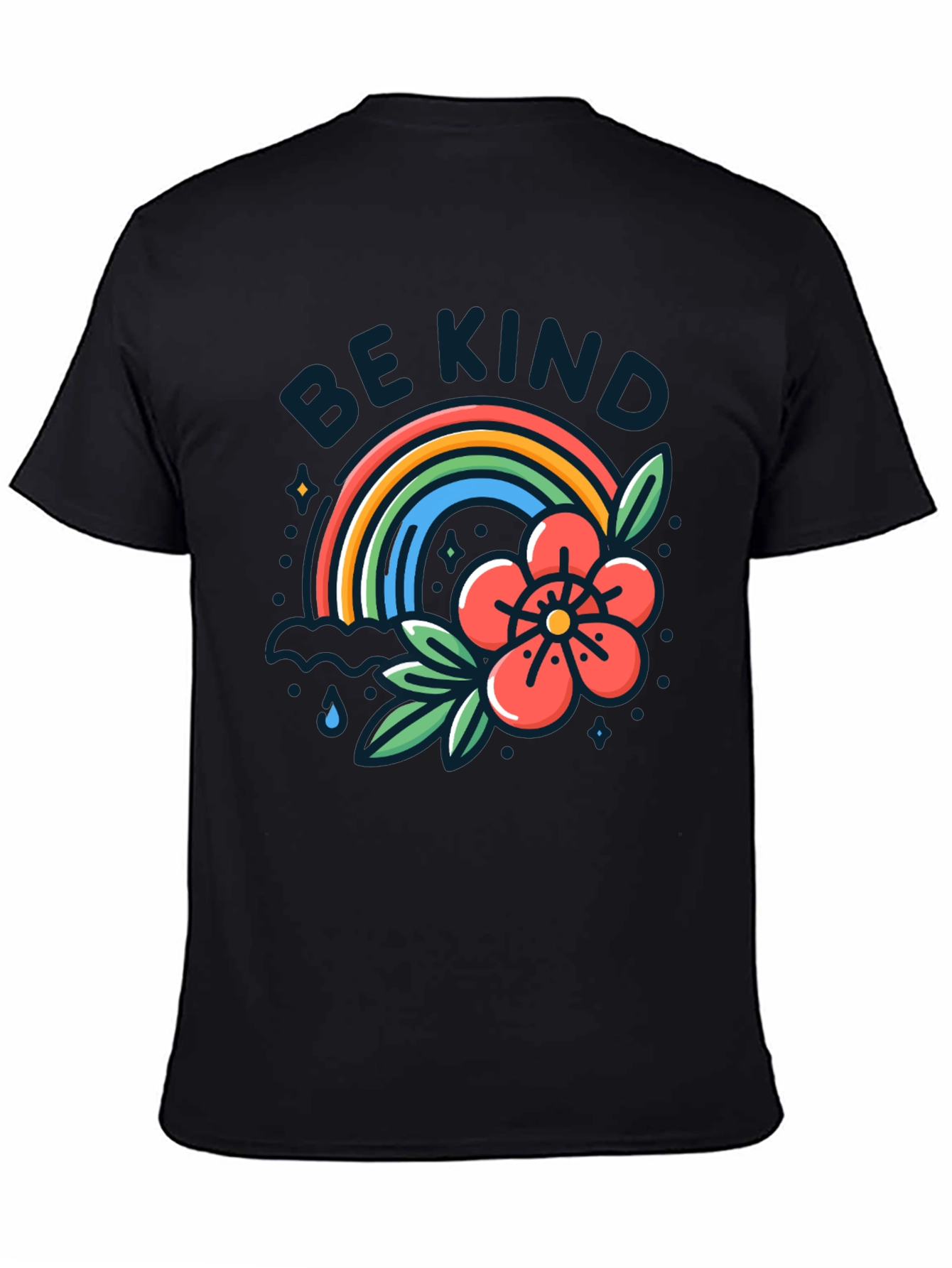 Be Kind Rainbow Graphic T-Shirt - Black