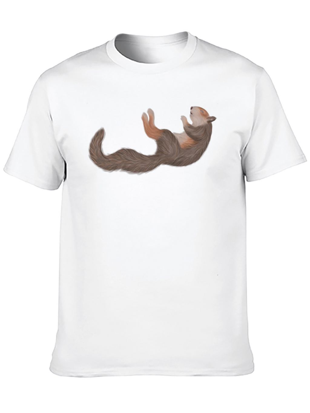 Squirrel Relaxing on Black Cotton T-Shirt