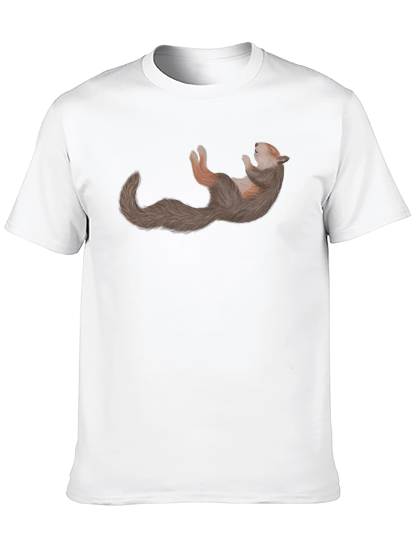 Squirrel Relaxing on Black Cotton T-Shirt