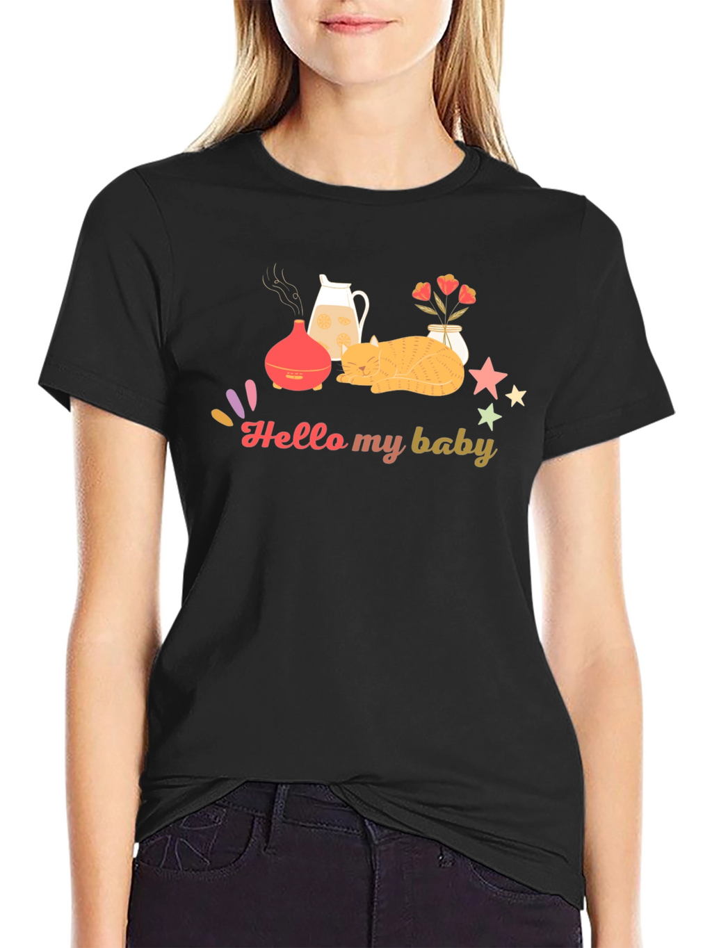 Hello My Baby Black Graphic Tee