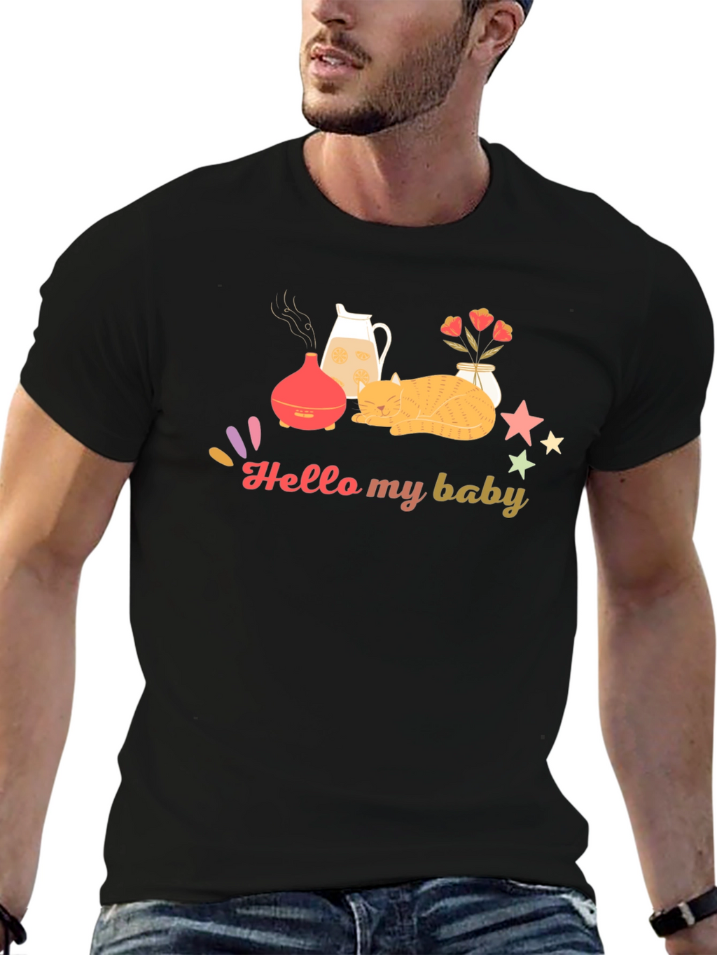 Hello My Baby Black Graphic Tee