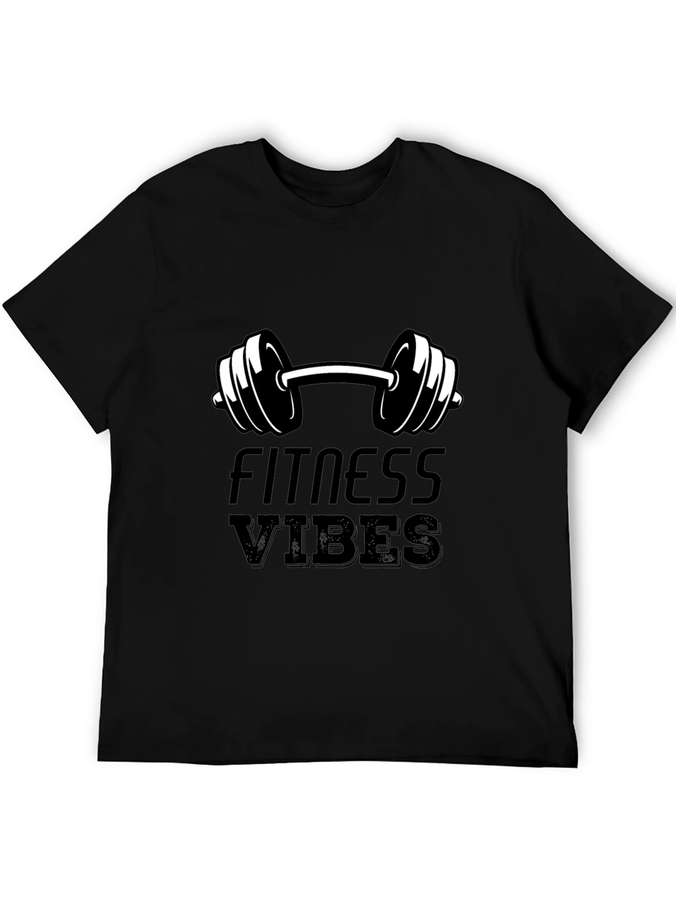 Fitness Vibes Black Graphic T-Shirt
