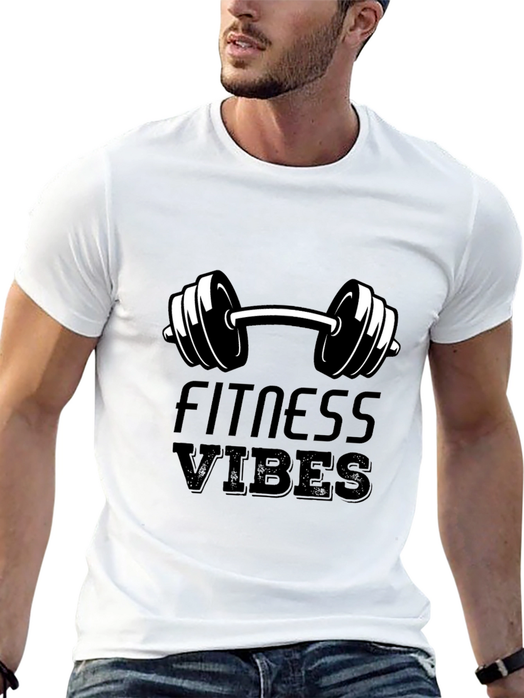 Fitness Vibes Black Graphic T-Shirt
