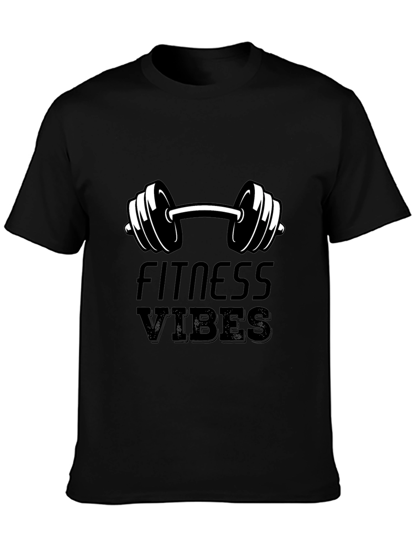 Fitness Vibes Black Graphic T-Shirt