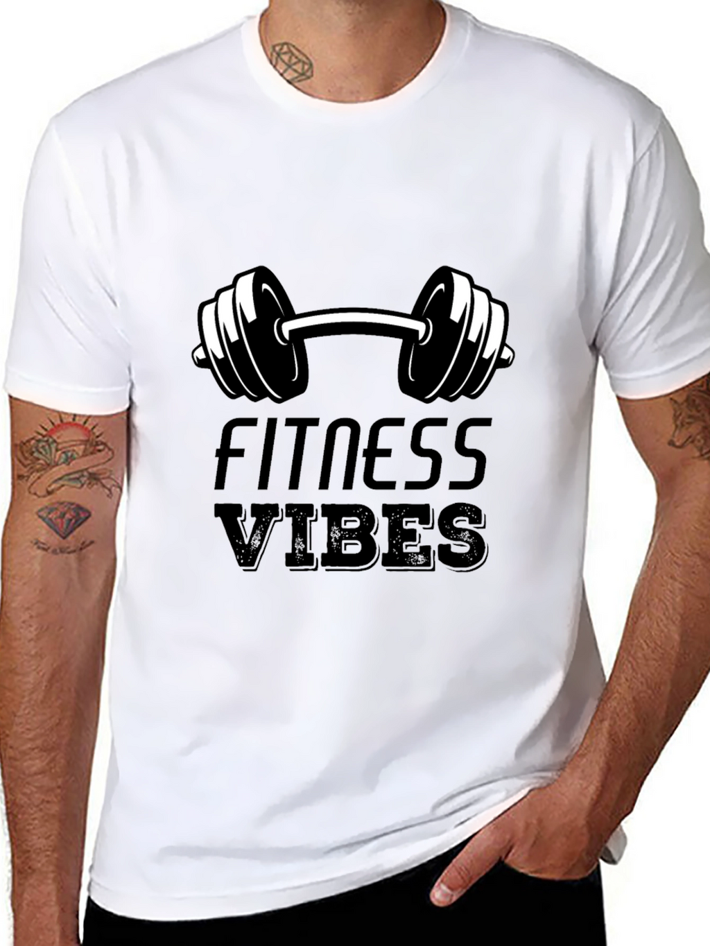 Fitness Vibes Black Graphic T-Shirt