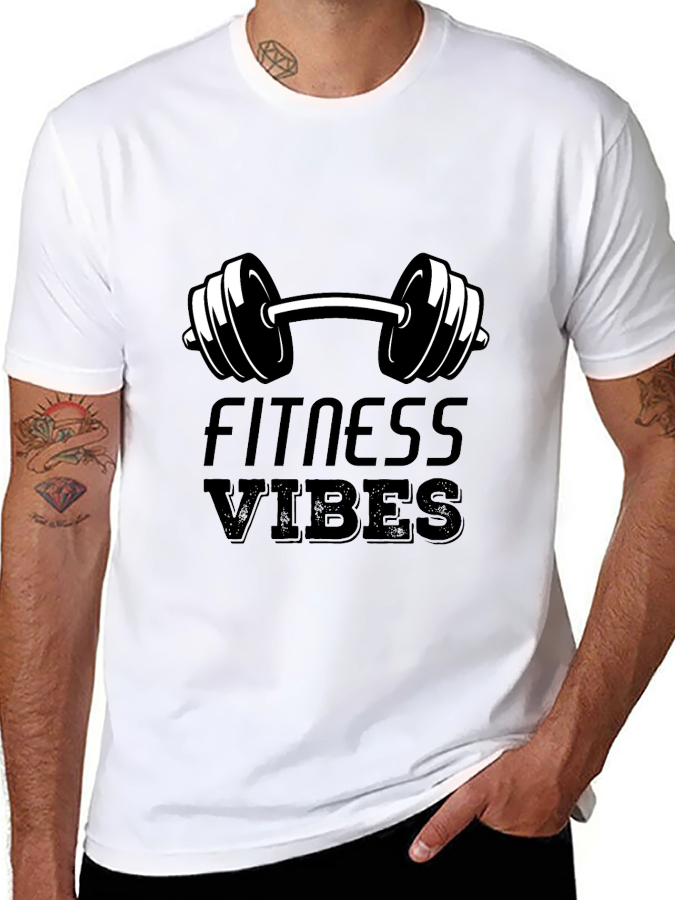 Fitness Vibes Black Graphic T-Shirt