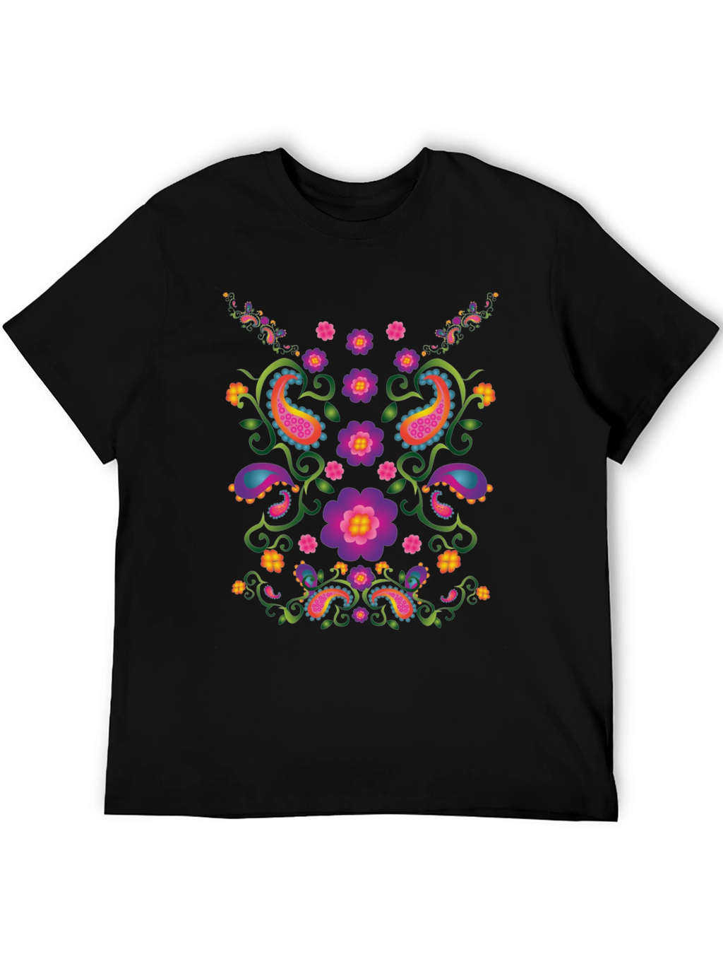 Floral Paisley Graphic Black T-Shirt
