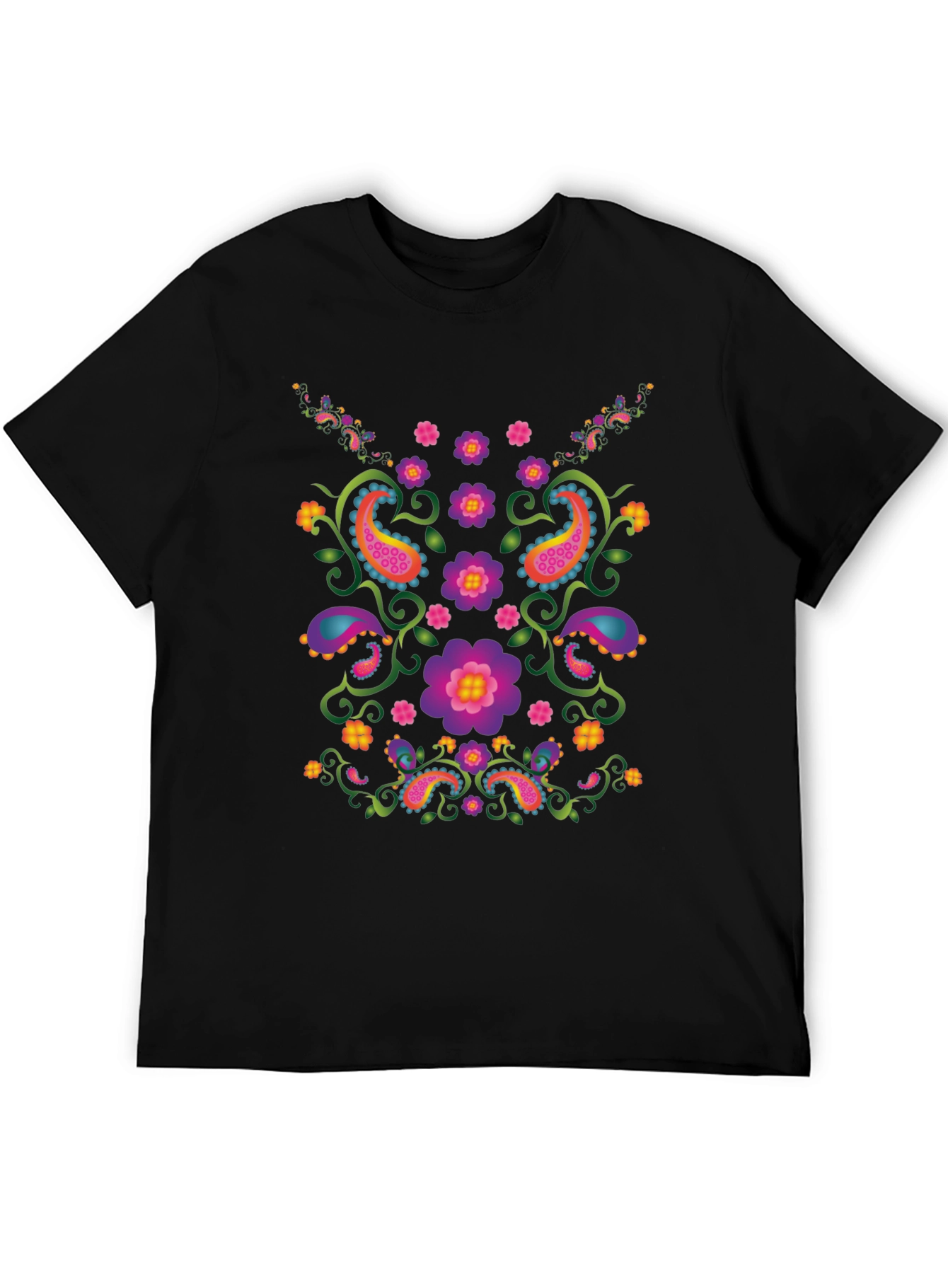 Floral Paisley Graphic Black T-Shirt