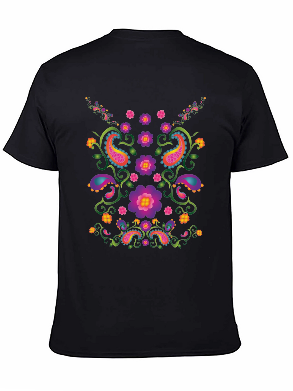 Floral Paisley Graphic Black T-Shirt