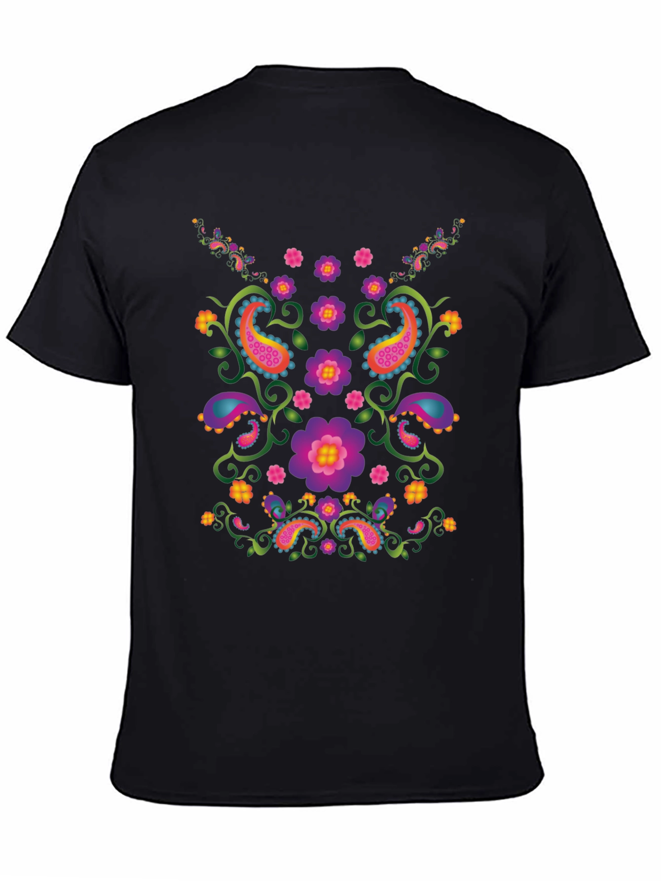 Floral Paisley Graphic Black T-Shirt