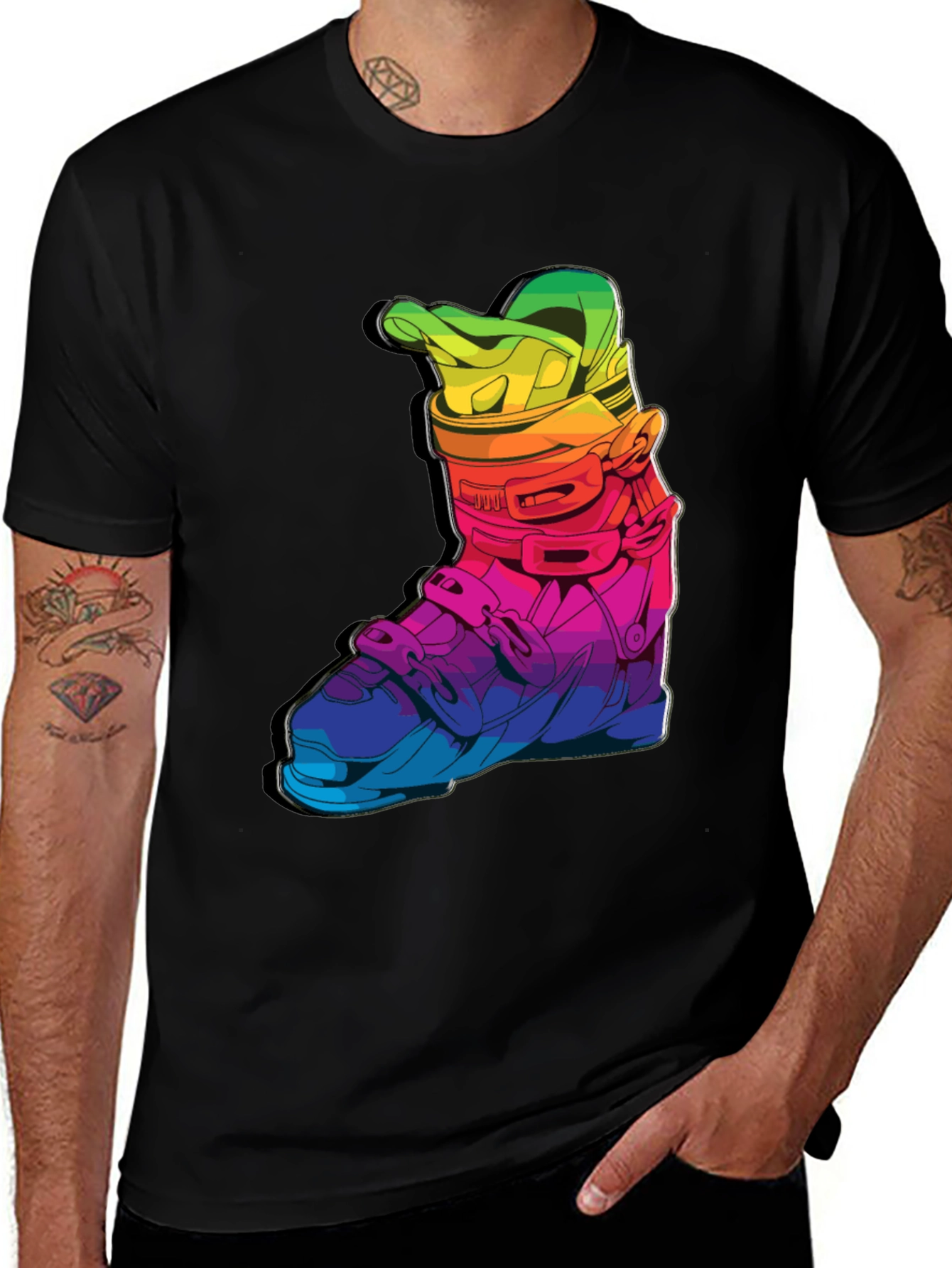 Rainbow Ski Boot T-Shirt