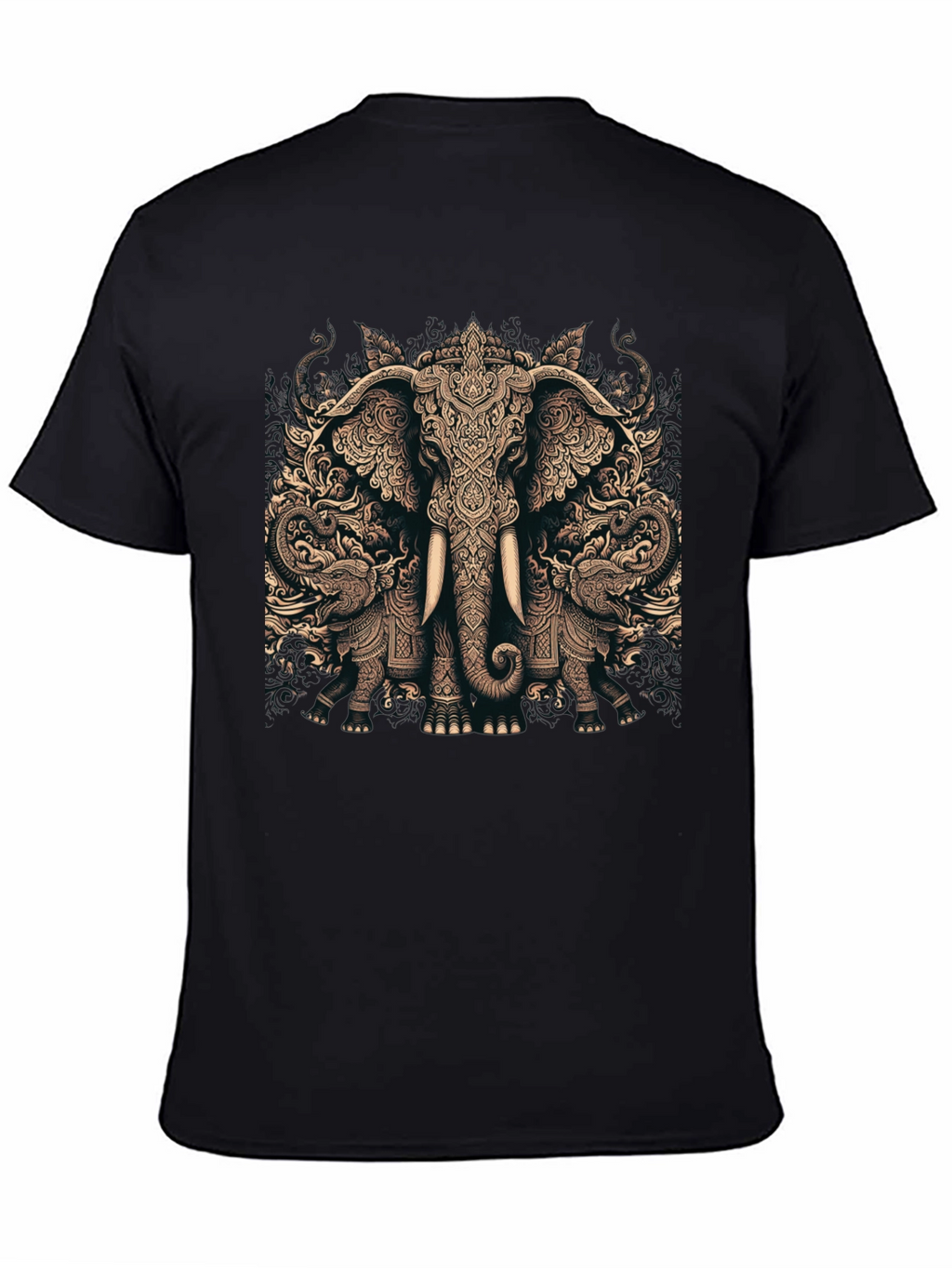 Elephant Graphic Print Black T-Shirt