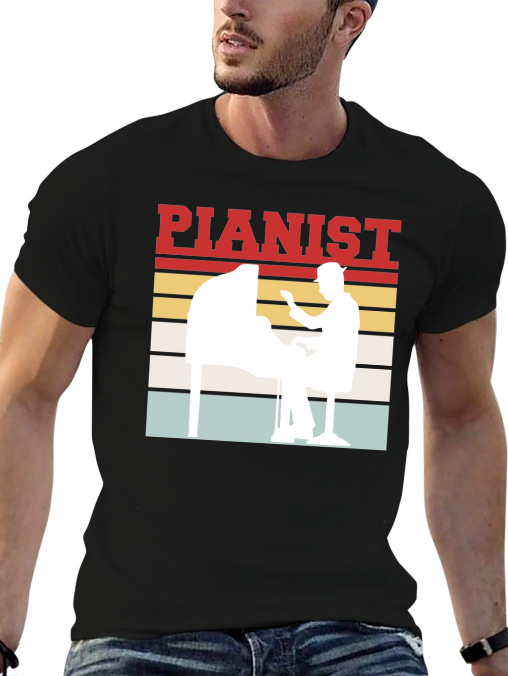 Pianist Retro Style Graphic Tee