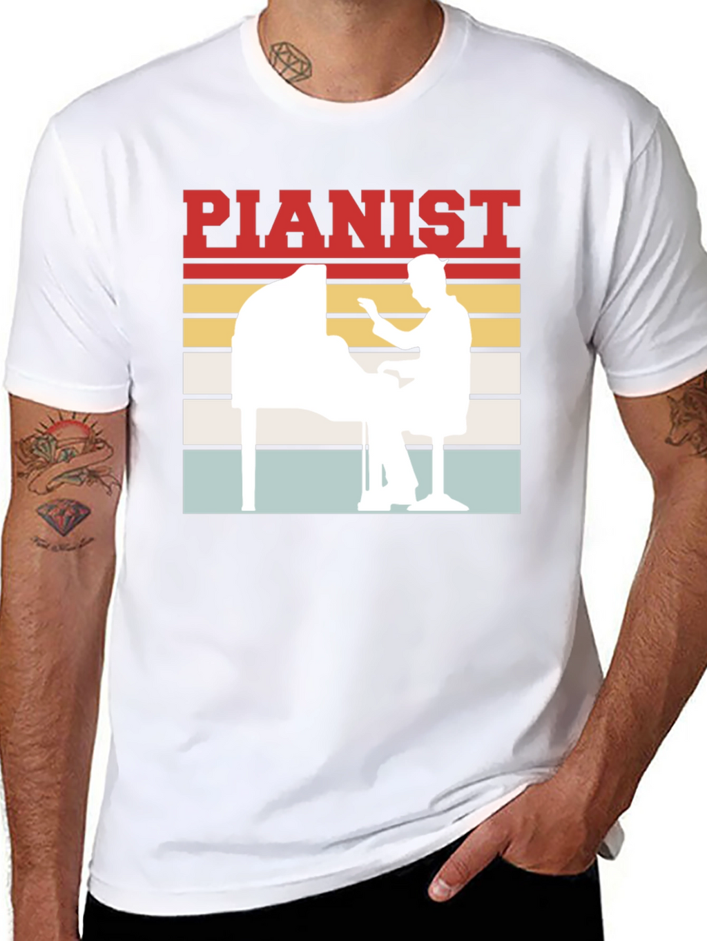 Pianist Retro Style Graphic Tee