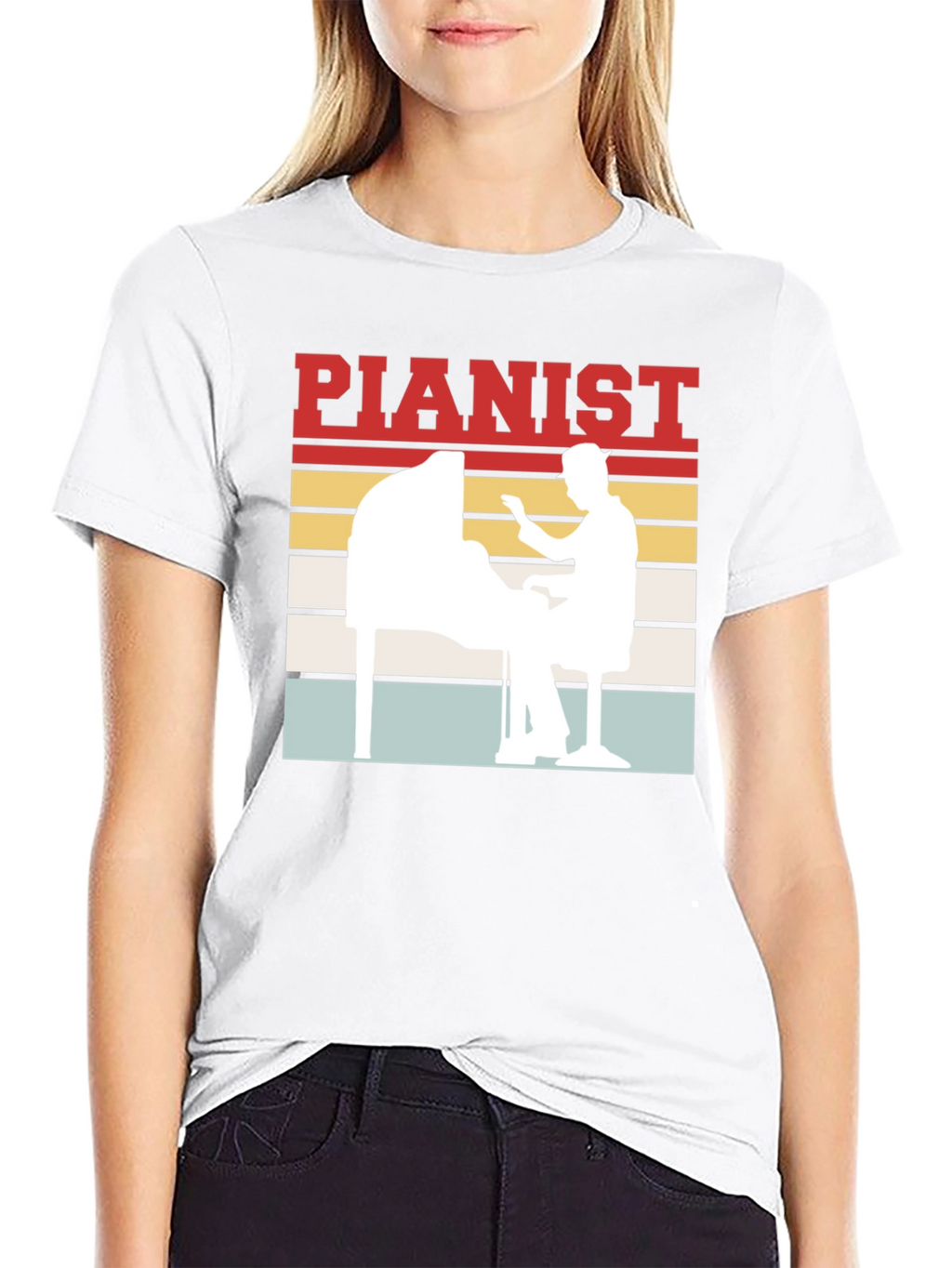 Pianist Retro Style Graphic Tee