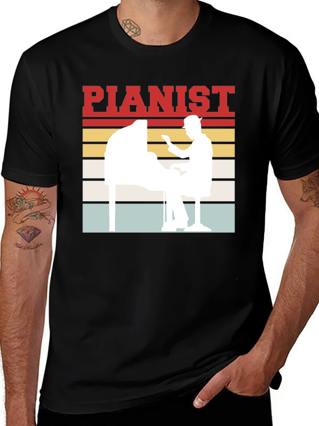 Pianist Retro Style Graphic Tee