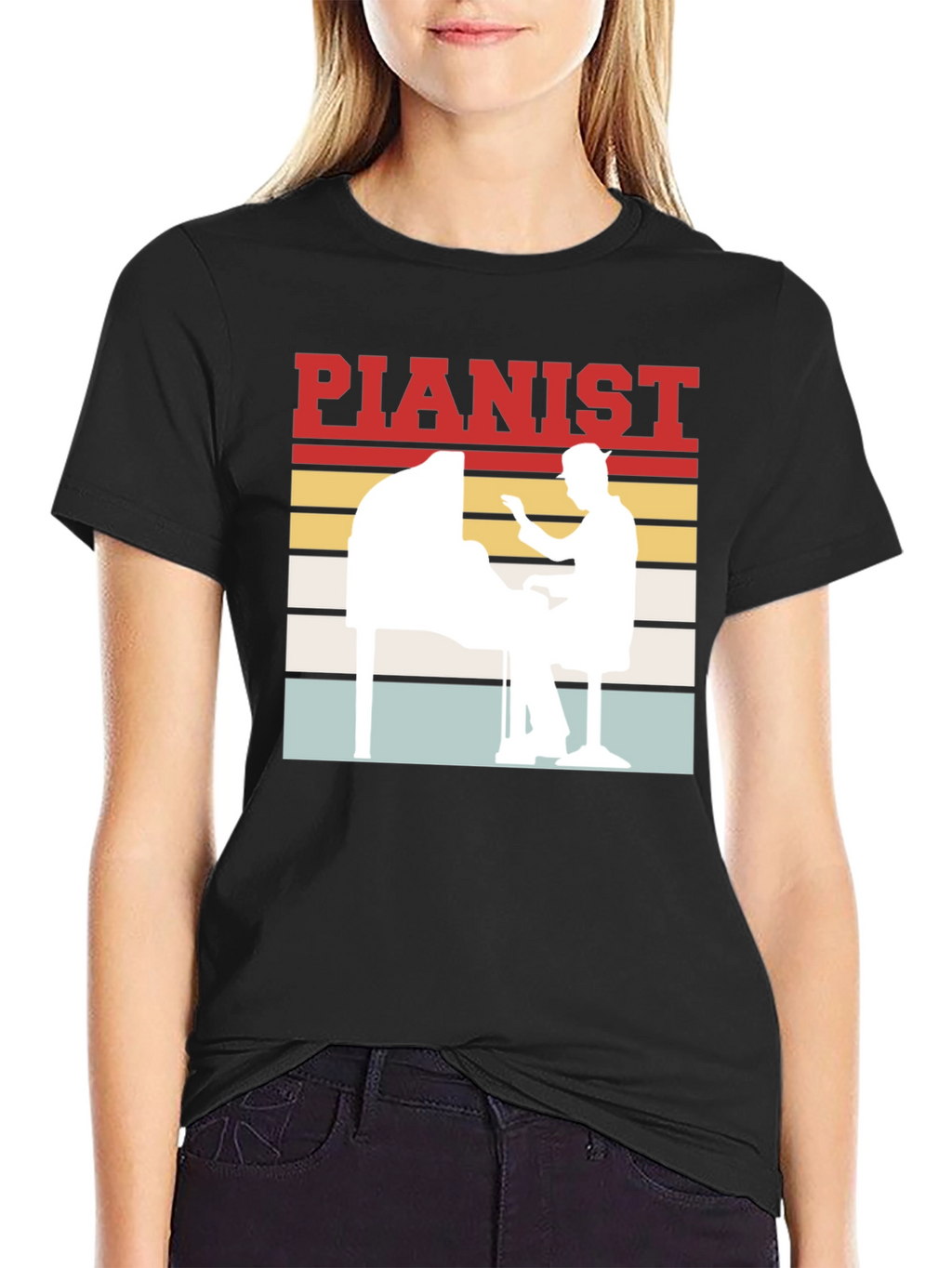 Pianist Retro Style Graphic Tee