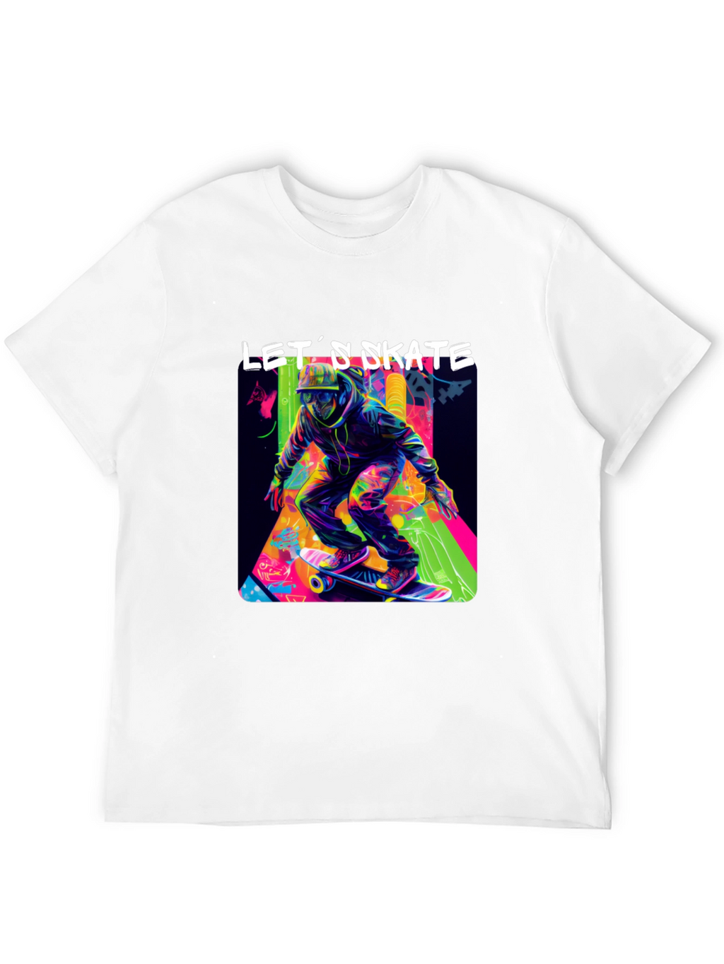 Lets Skate Graphic Tee - Black Cotton Skater T-Shirt