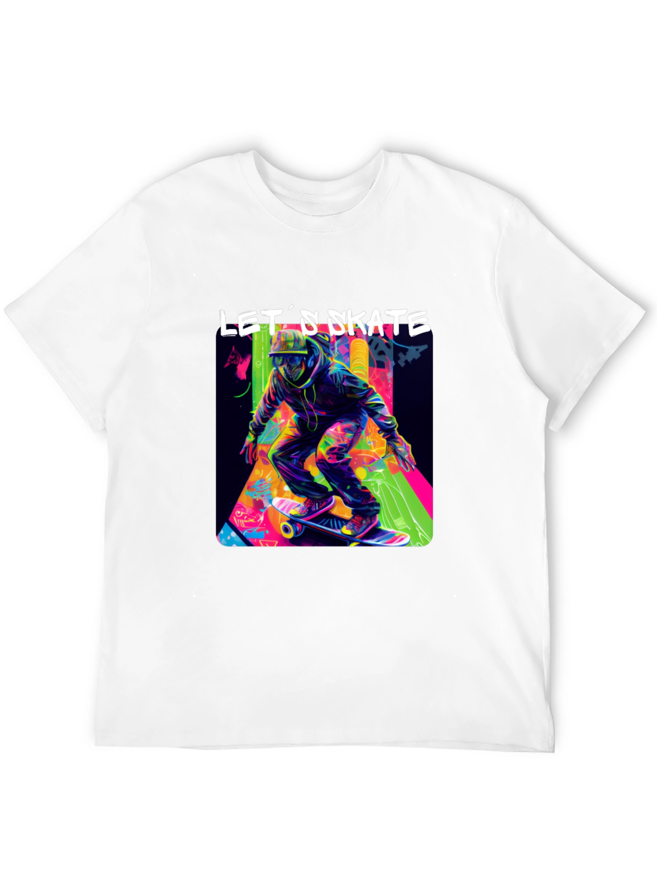 Lets Skate Graphic Tee - Black Cotton Skater T-Shirt