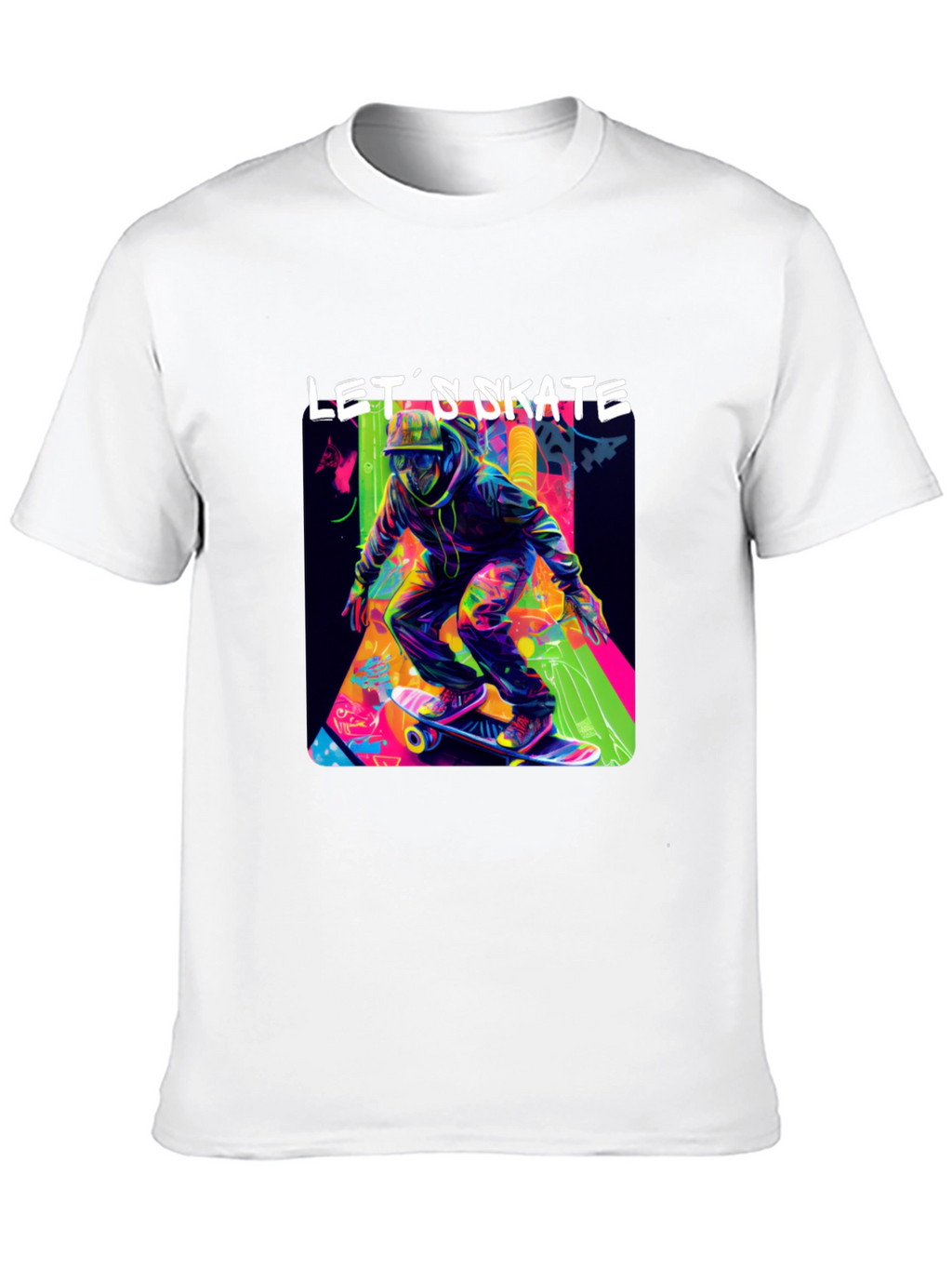 Lets Skate Graphic Tee - Black Cotton Skater T-Shirt