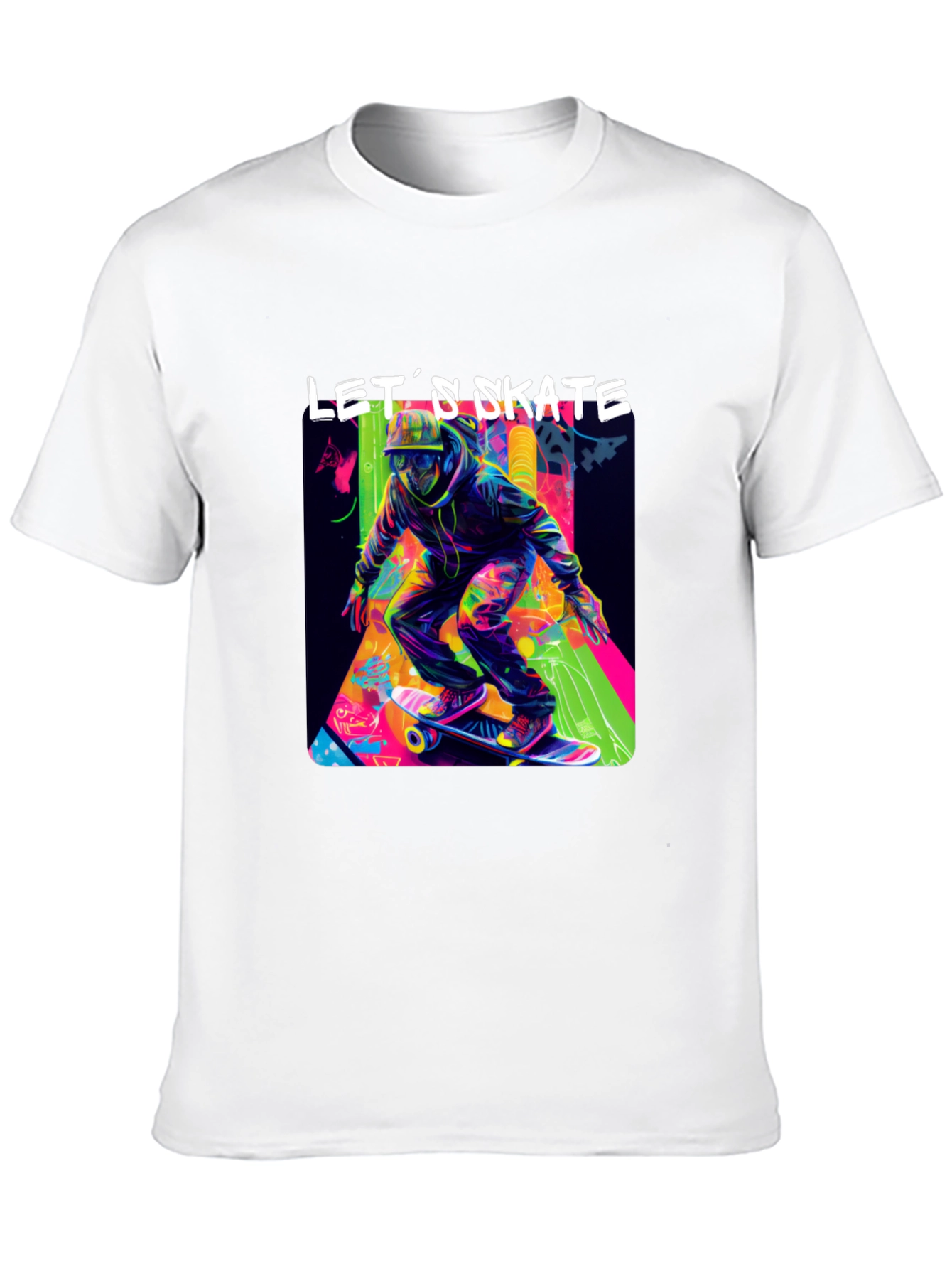 Lets Skate Graphic Tee - Black Cotton Skater T-Shirt