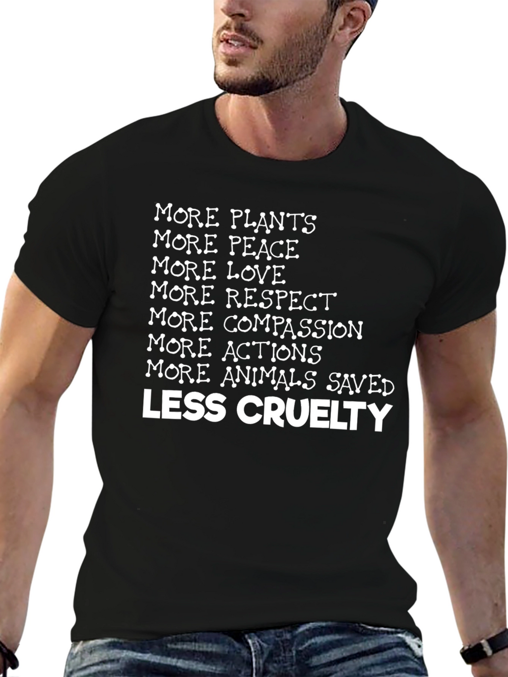 Vegan Slogan T-Shirt: More Plants Less Cruelty
