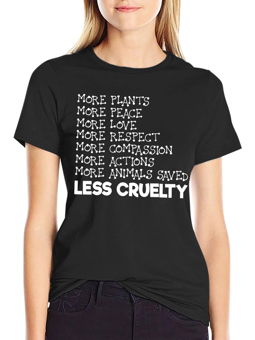 Vegan Slogan T-Shirt: More Plants Less Cruelty