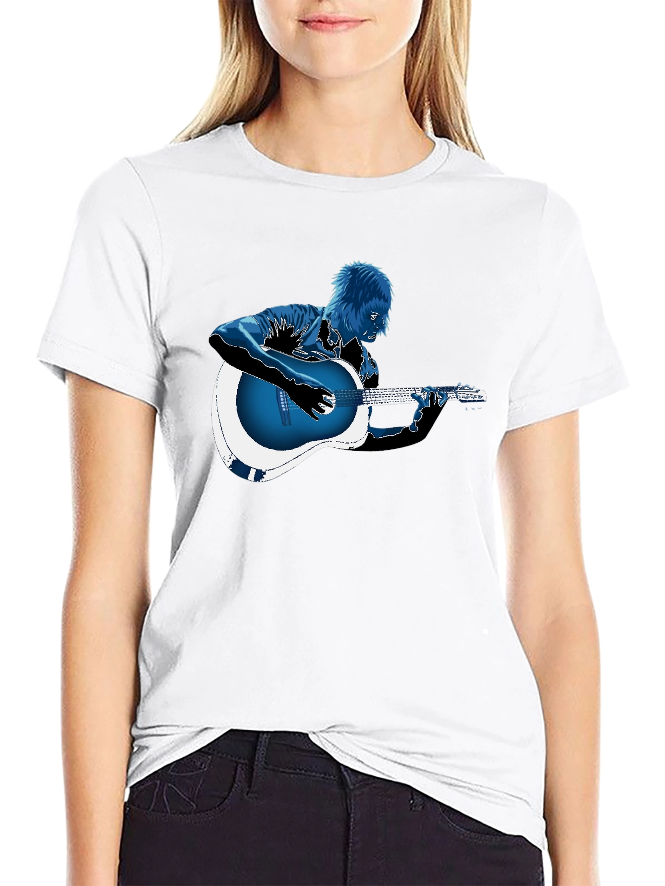 Guitar Player Graphic T-Shirt - Black