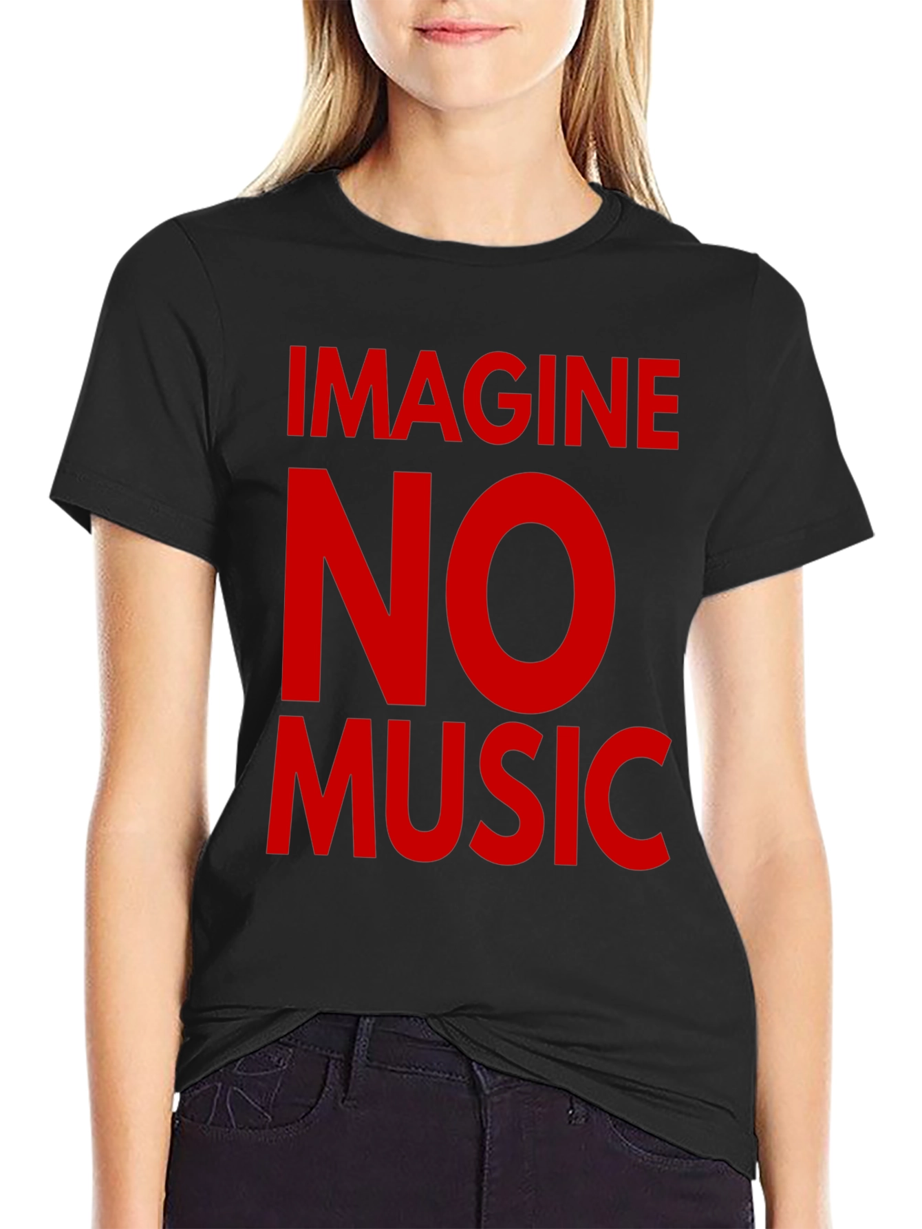Imagine No Music Black T-Shirt