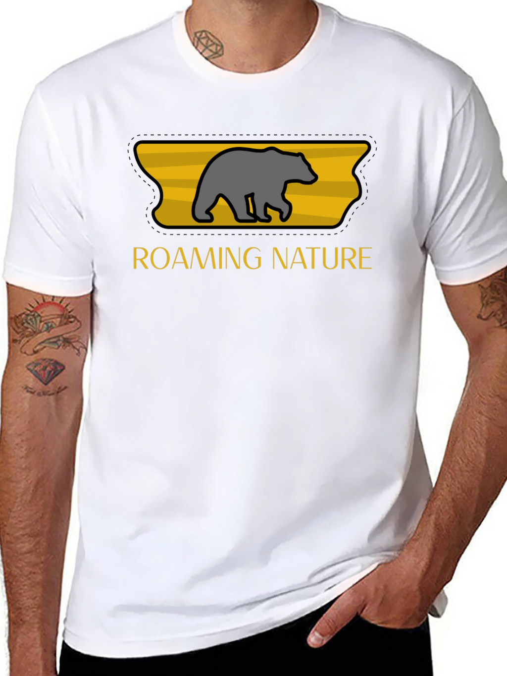 Roaming Nature Bear Graphic Tee - Black