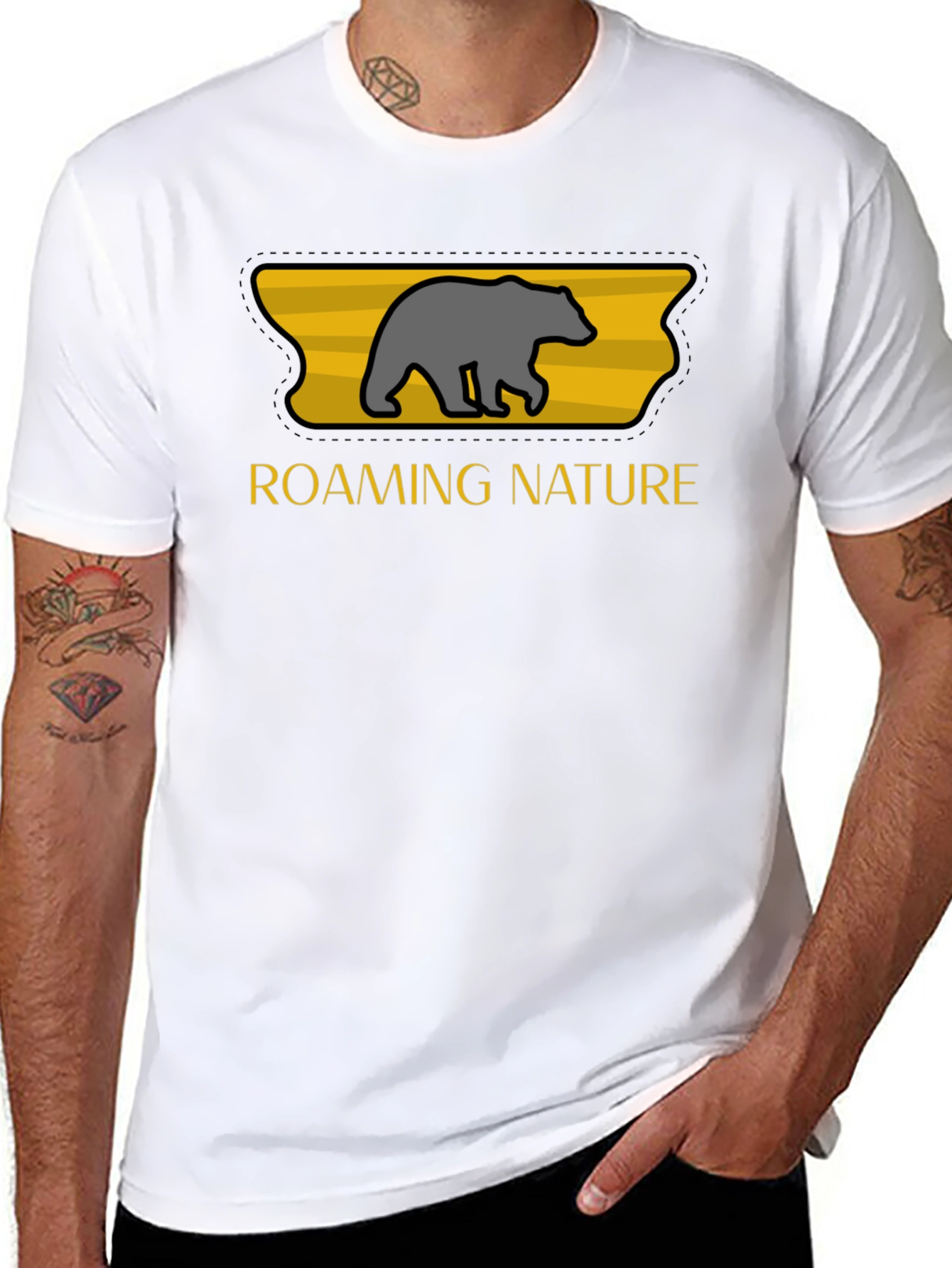 Roaming Nature Bear Graphic Tee - Black