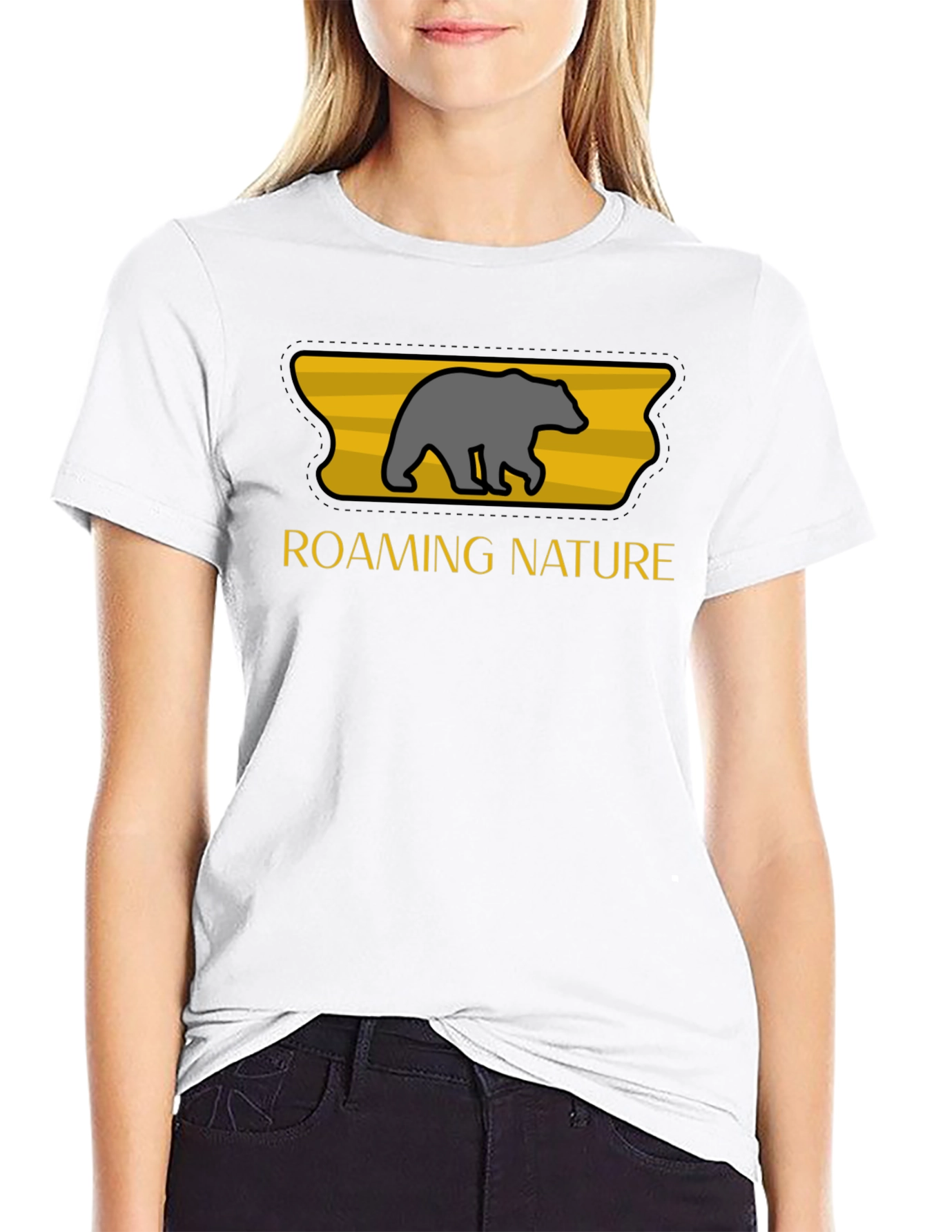 Roaming Nature Bear Graphic Tee - Black