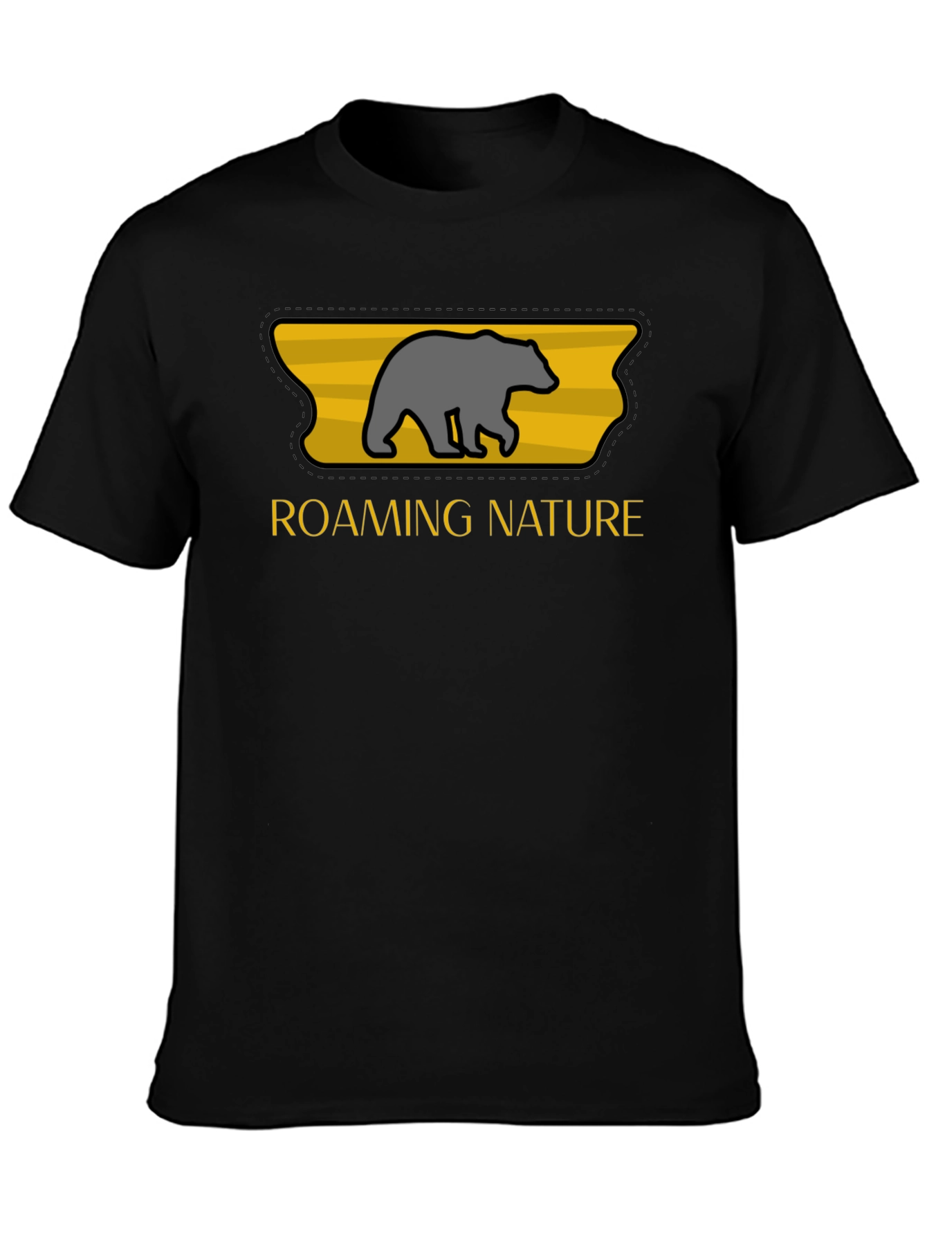 Roaming Nature Bear Graphic Tee - Black