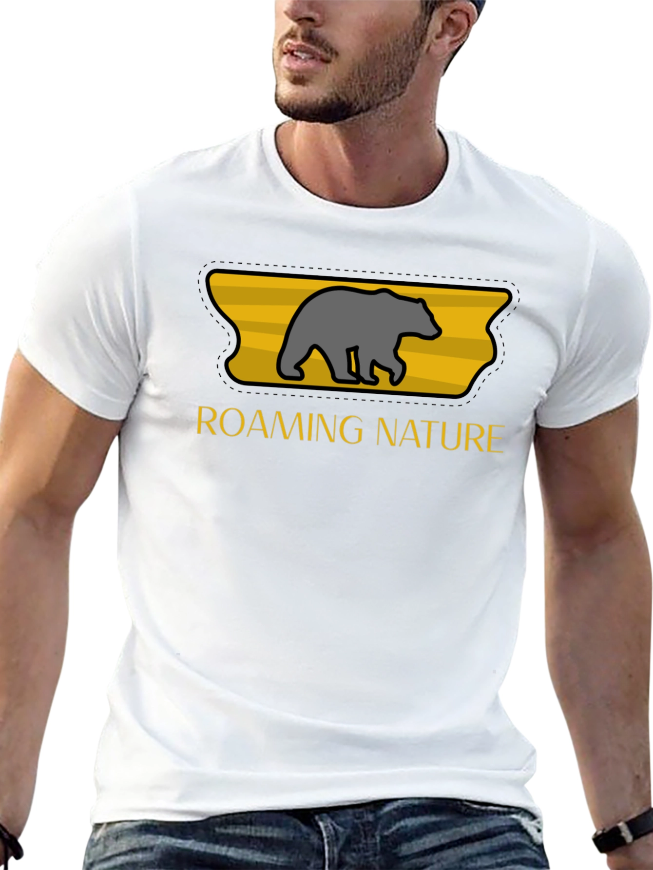 Roaming Nature Bear Graphic Tee - Black