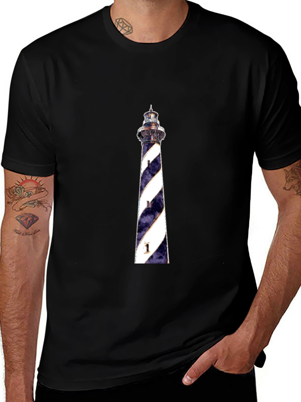 Lighthouse Graphic Tee - Black Cotton