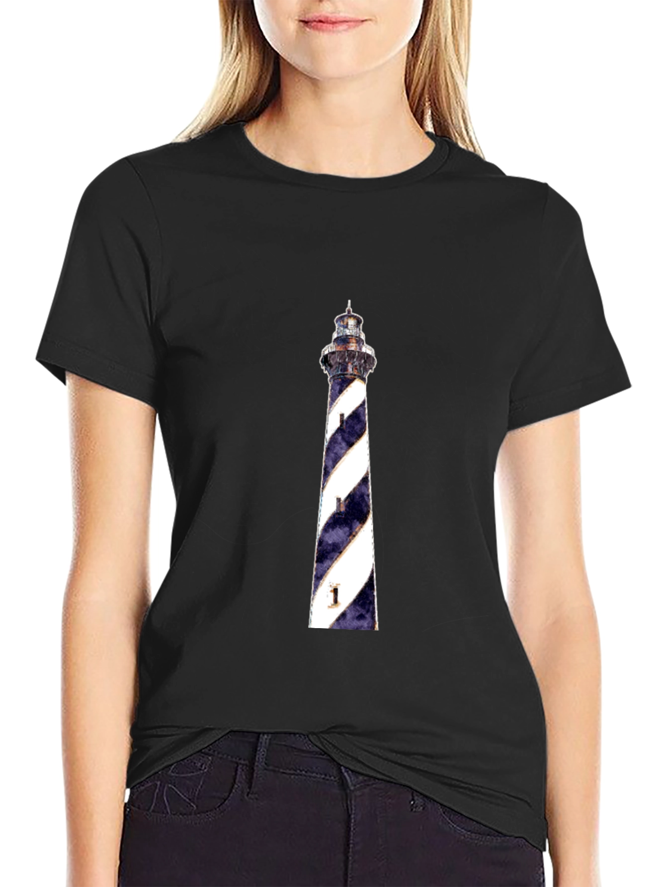 Lighthouse Graphic Tee - Black Cotton