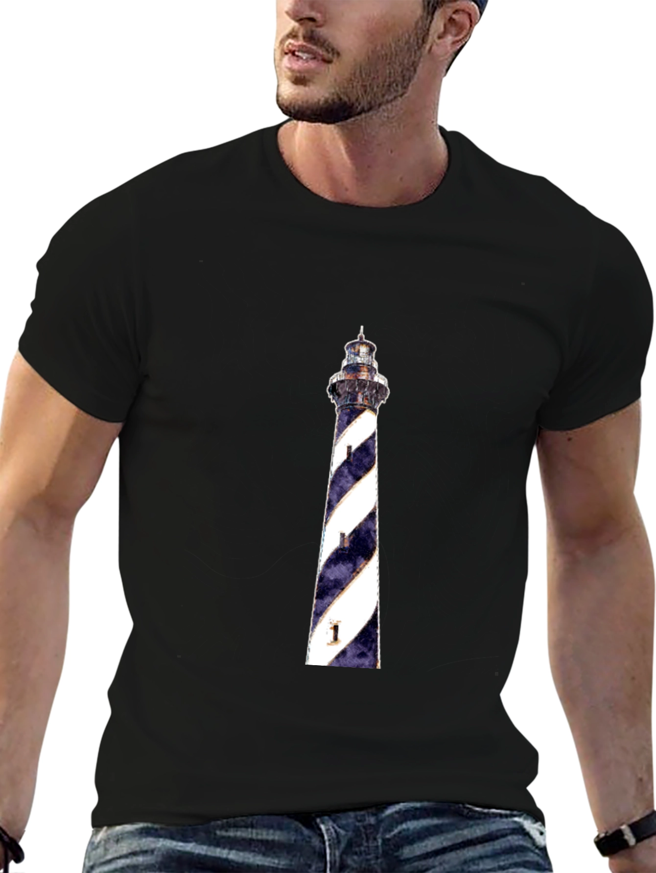 Lighthouse Graphic Tee - Black Cotton