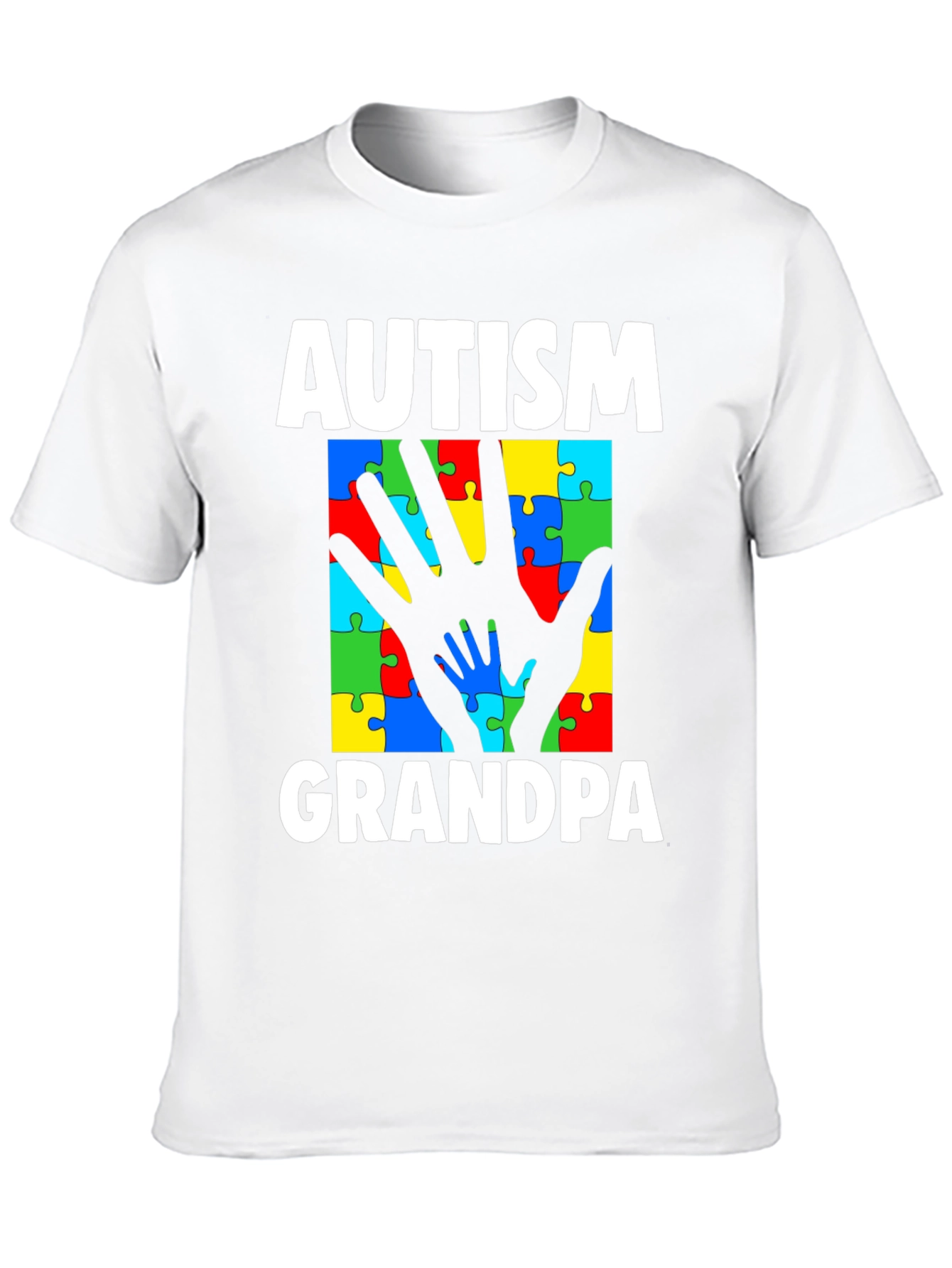 Autism Grandpa Puzzle Piece Hands T-Shirt