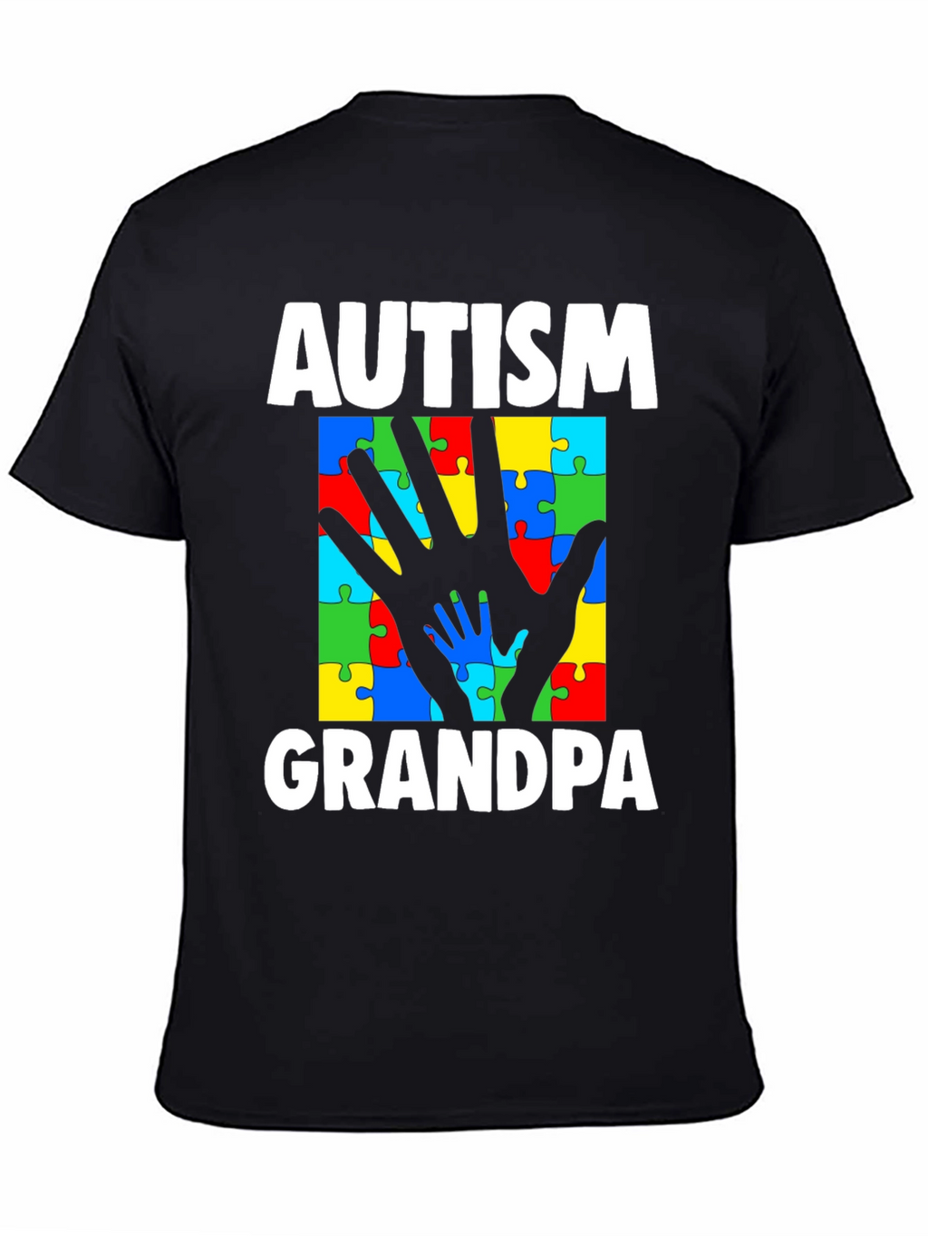 Autism Grandpa Puzzle Piece Hands T-Shirt